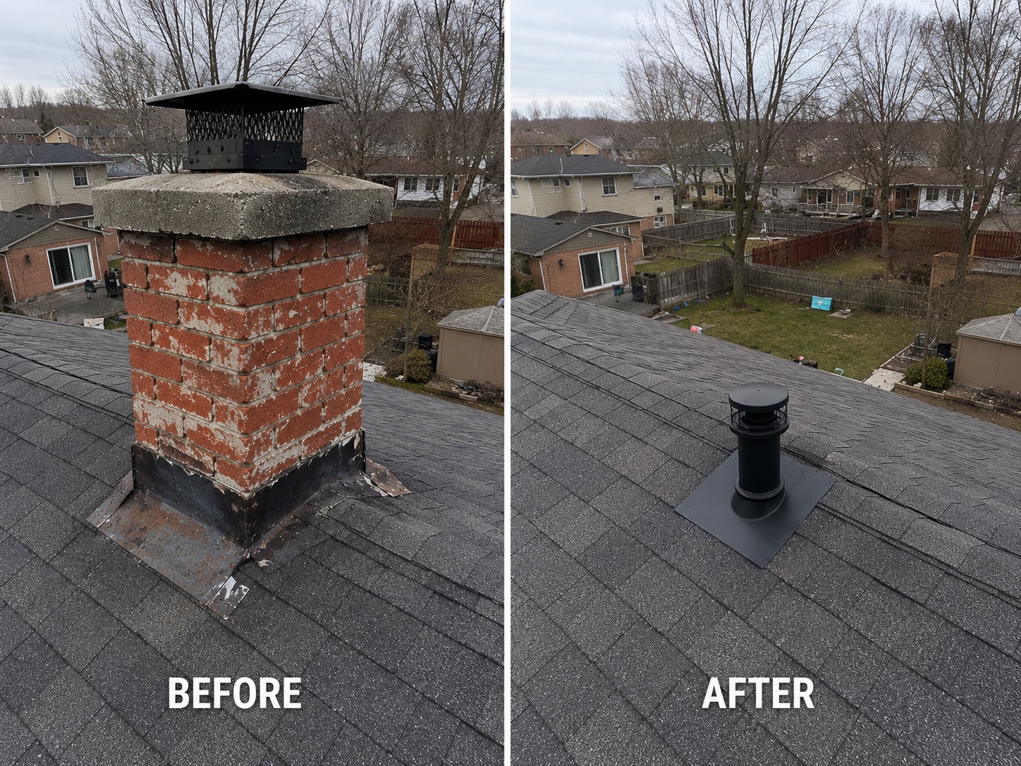 Before and after chimney project